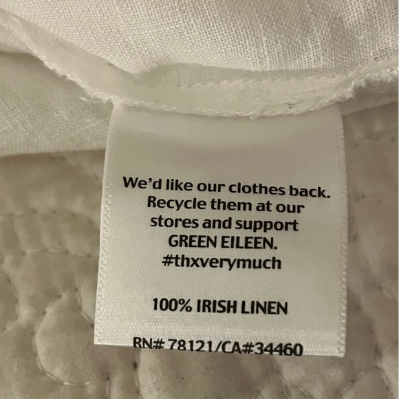 Eileen Fisher Elegant White Irish Linen Button-Up Women's Tunic, size XL - Picture 8 of 9